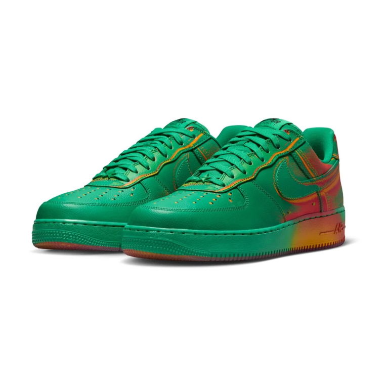 Nike Air Force 1 Low Sneakers – Green with Red and Yellow Accents