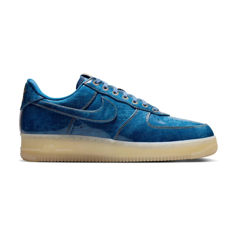 Nike Blue Washed-Effect Low-Top Sneakers with Amber-Toned Sole