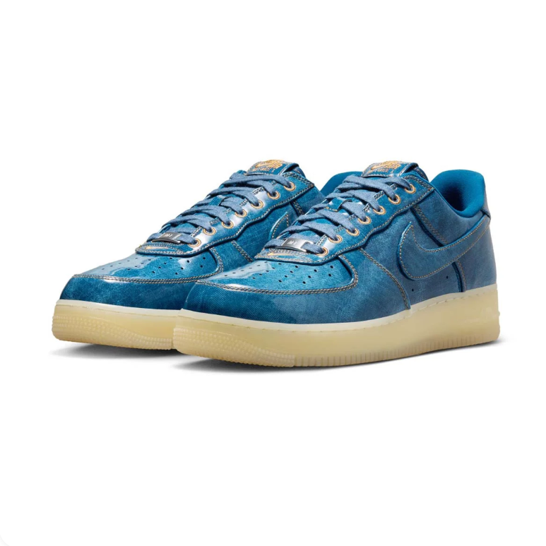 Nike Blue Washed-Effect Low-Top Sneakers with Amber-Toned Sole