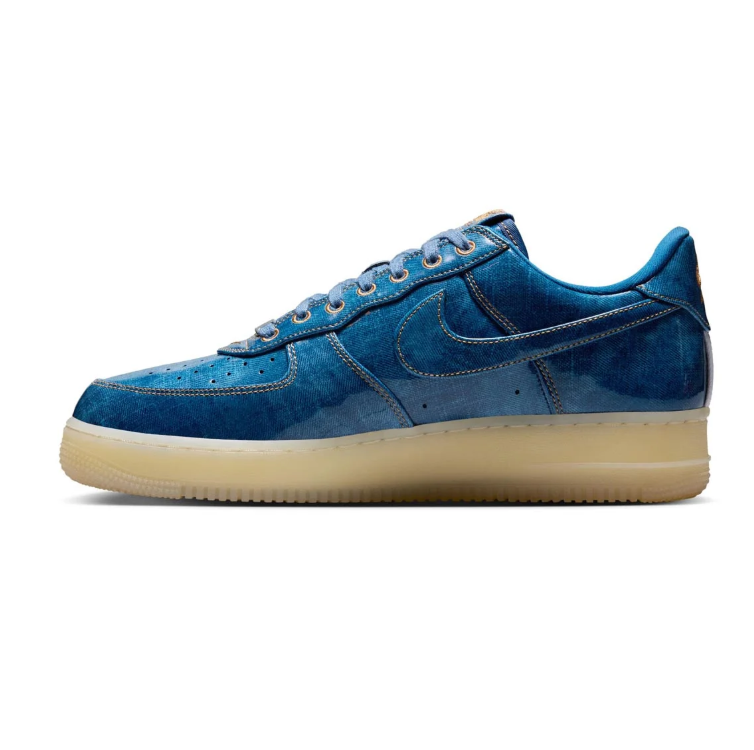 Nike Blue Washed-Effect Low-Top Sneakers with Amber-Toned Sole
