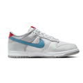 Nike White and Light Grey Low-Top Sneakers with Blue Swooshes and Red Accents