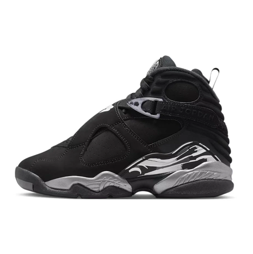 Jordan Black High-Top Sneakers with Cross Straps and Grey Graphic Details