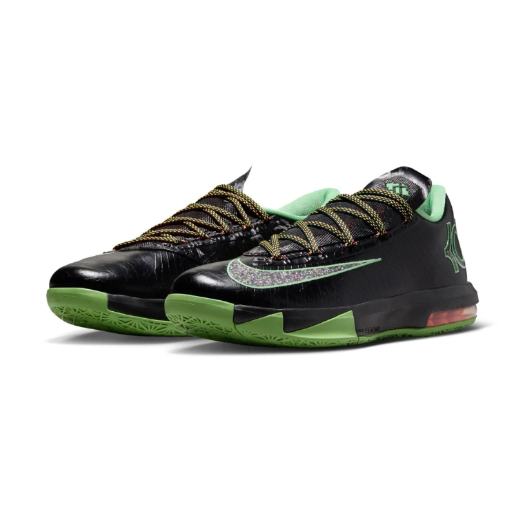Nike KD Black and Green Low-Top Sneakers with Speckled Swooshes