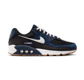 Nike Air Max 90 Black and Navy Sneakers with White Swooshes and Gum-Toned Sole
